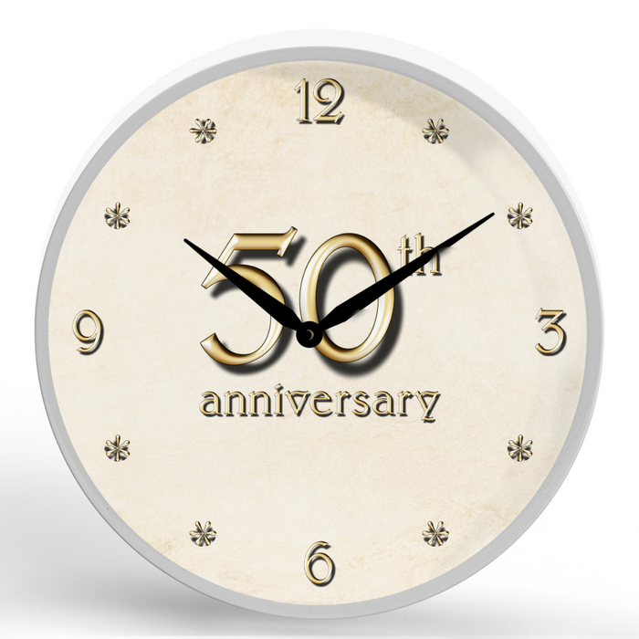 50th Anniversary <br>Round Framed Wall Clock 11.75"