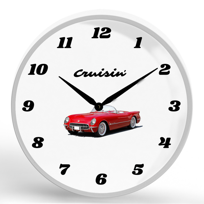 Cruisin' <br>Round Framed Wall Clock 11.75"