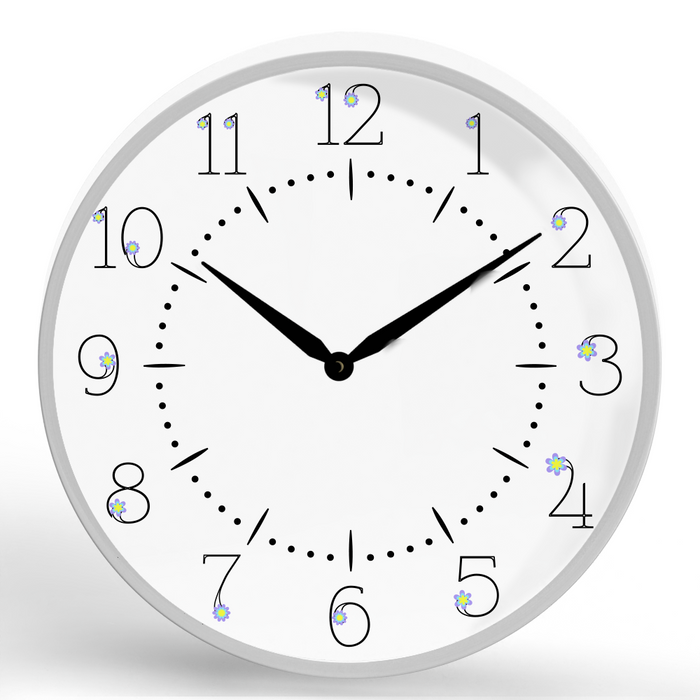 Floral Numbers <br>Round Framed Wall Clock 11.75"