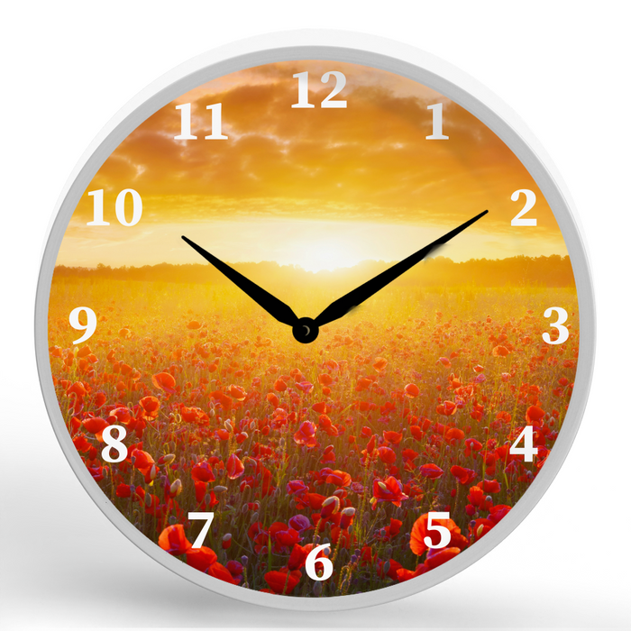 Flower Sunrise <br>Round Framed Wall Clock 11.75"
