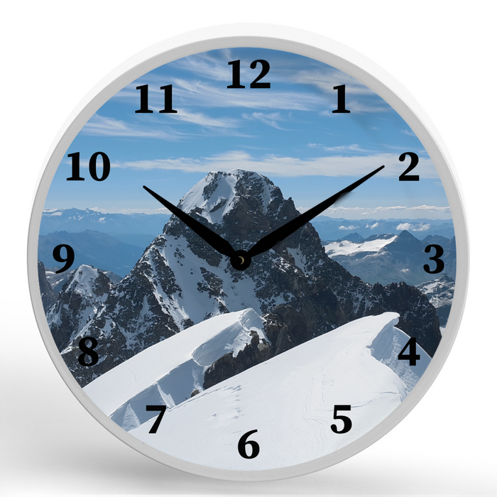 Mountain Tops <br>Round Framed Wall Clock 11.75"