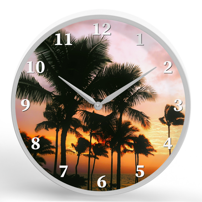 Palms <br>Round Framed Wall Clock 11.75"