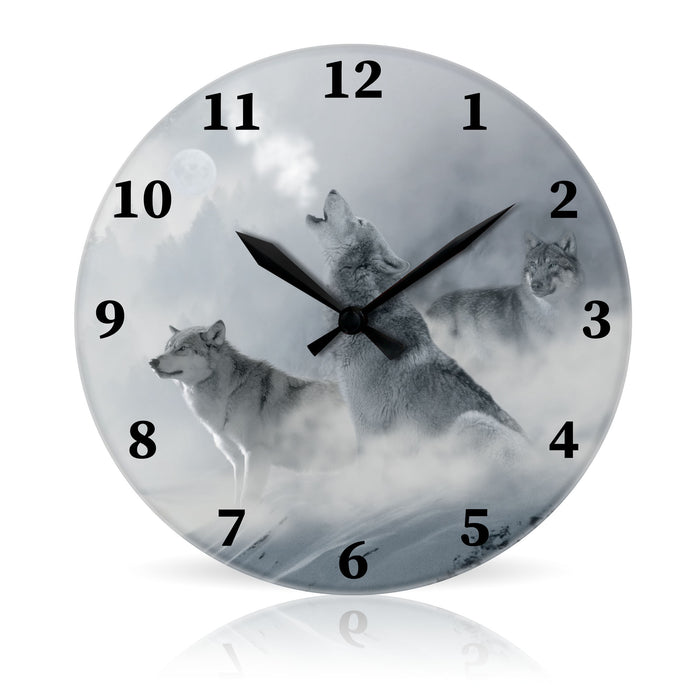 3 Wolf Moon <br>Round Acrylic Wall Clock 10.75"