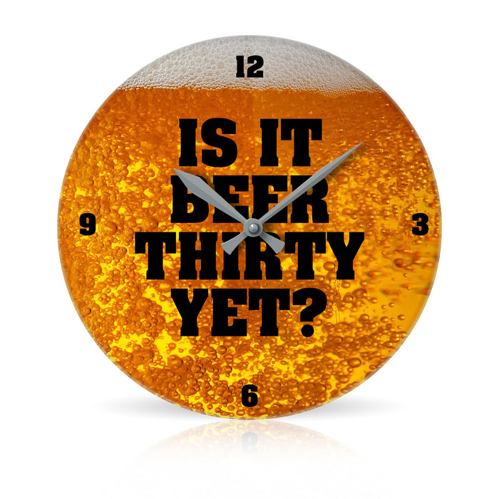 Beer Thirty <br>Round Acrylic Wall Clock 10.75"