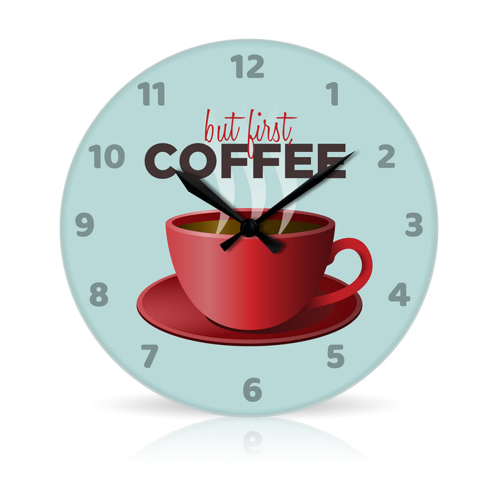 But First, Coffee <br>Round Acrylic Wall Clock 10.75"