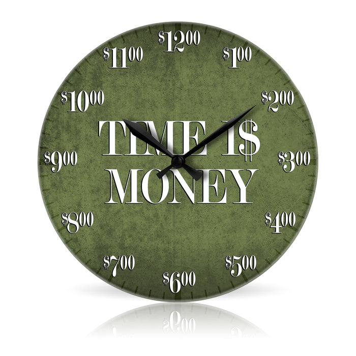 Time is Money <br>Round Acrylic Wall Clock 10.75"