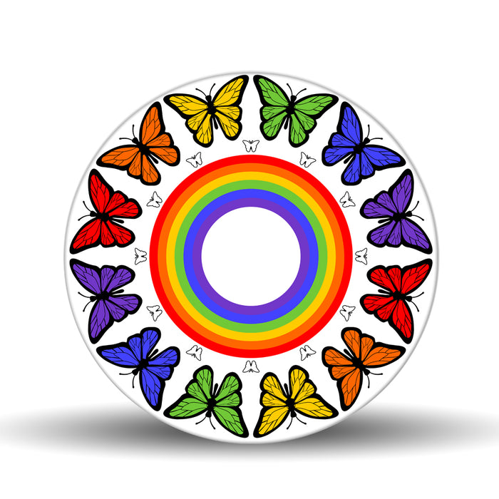Butterfly Rainbow <br>Glass Table Spinner 17.75"