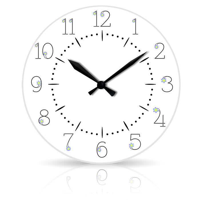 Floral Numbers <br>Round Acrylic Wall Clock 10.75"