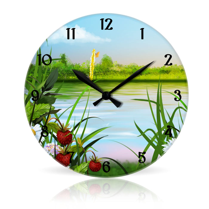 Lake Illustration <br>Round Acrylic Wall Clock 10.75"