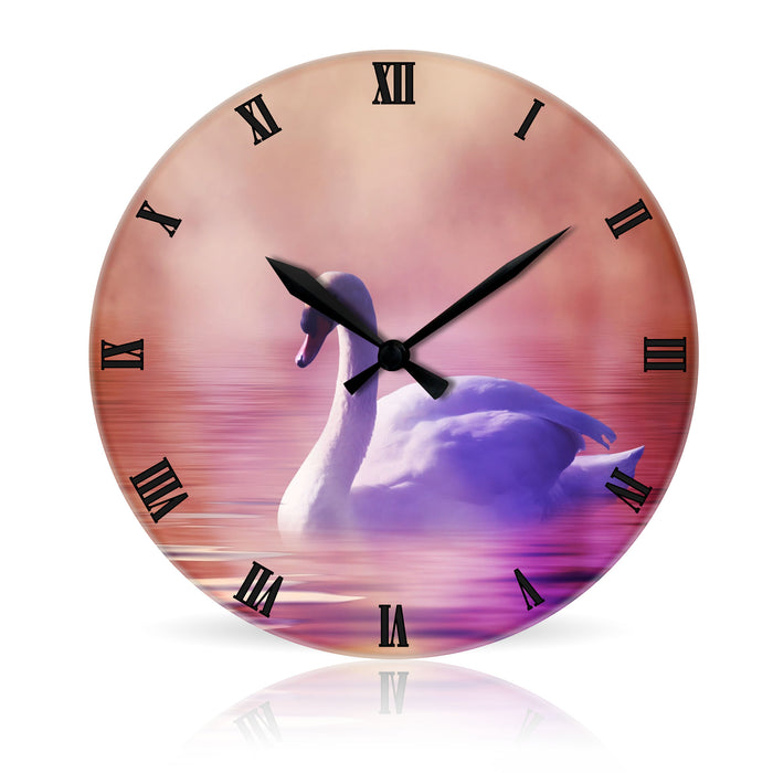 Swan <br>Round Acrylic Wall Clock 10.75"