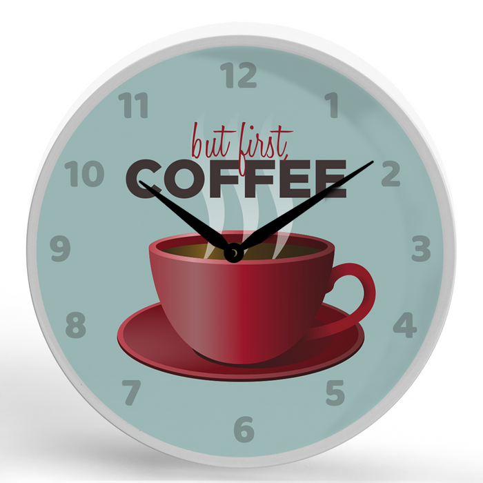 But First, Coffee <br>Round Framed Wall Clock 11.75"