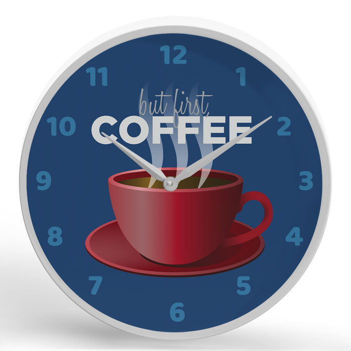 But First, Coffee <br>Round Framed Wall Clock 11.75"