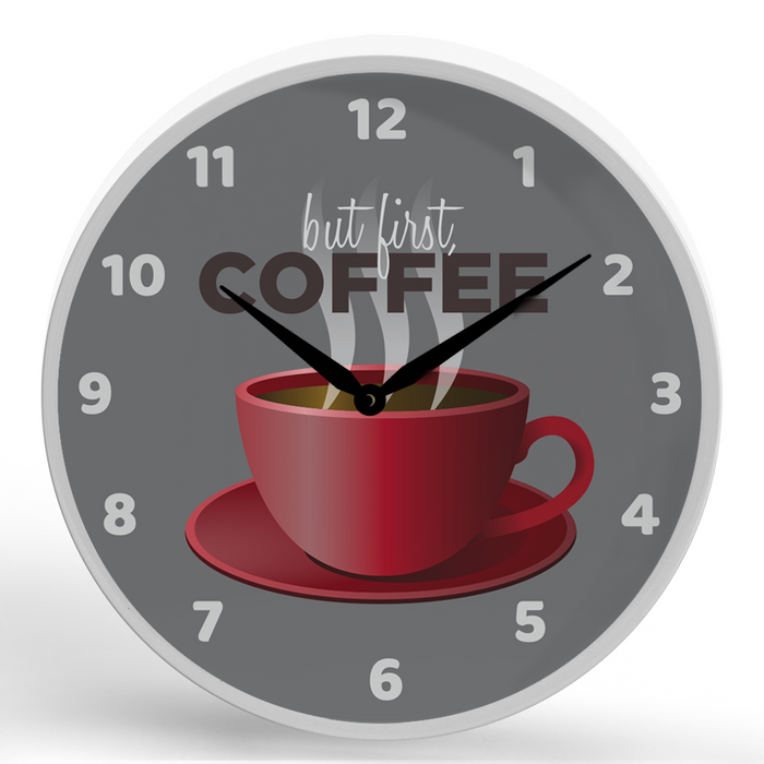 But First, Coffee <br>Round Framed Wall Clock 11.75"