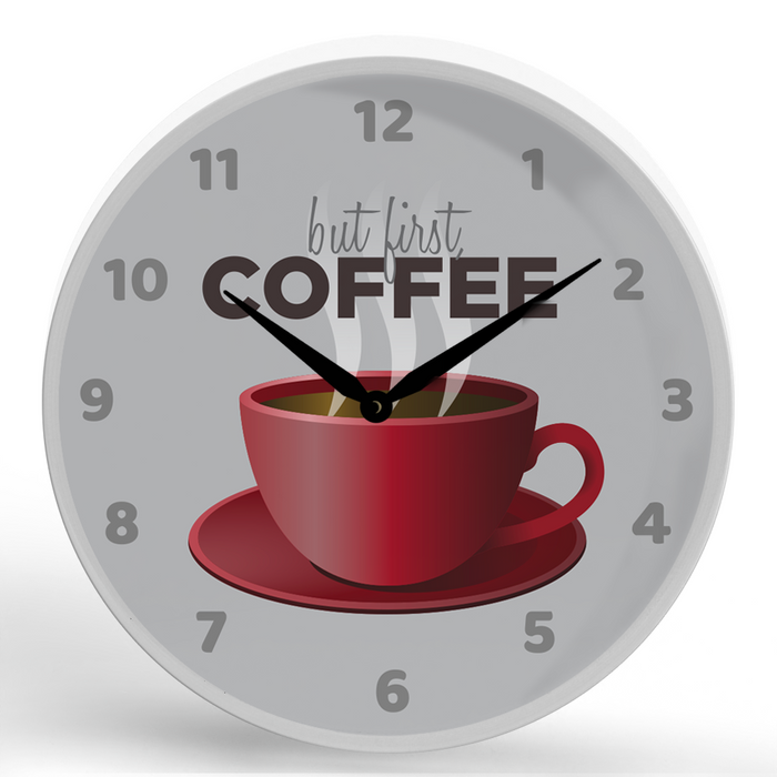 But First, Coffee <br>Round Framed Wall Clock 11.75"