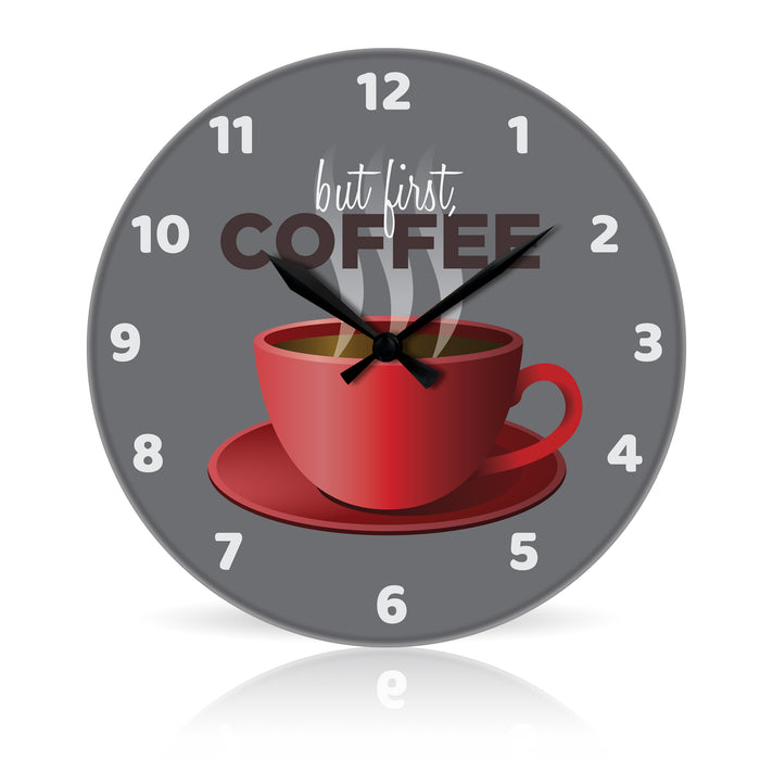 But First, Coffee <br>Round Acrylic Wall Clock 10.75"