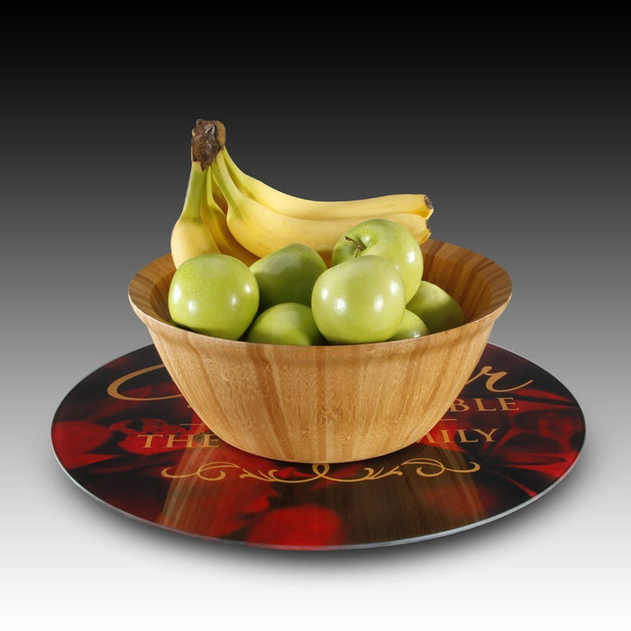 Snowy Woods Glass Lazy Susan Table Spinner 17.75"