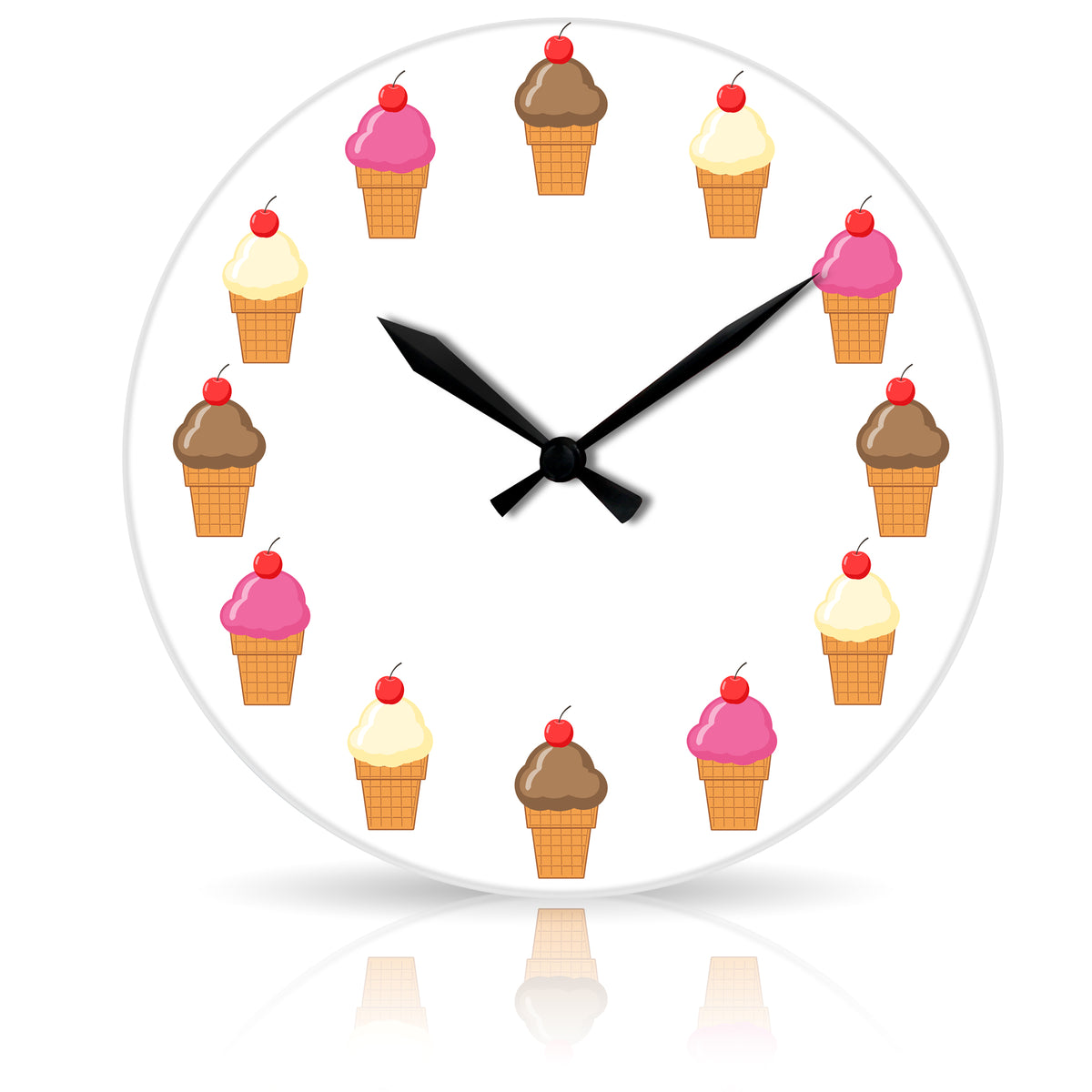 Ice Cream Round Acrylic Wall Clock 10.75